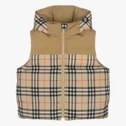 Burberry Beige Check Reversible Down Gilet