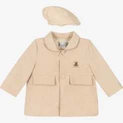 Beau KiD Beige Corduroy Coat & Hat Set Outlet
