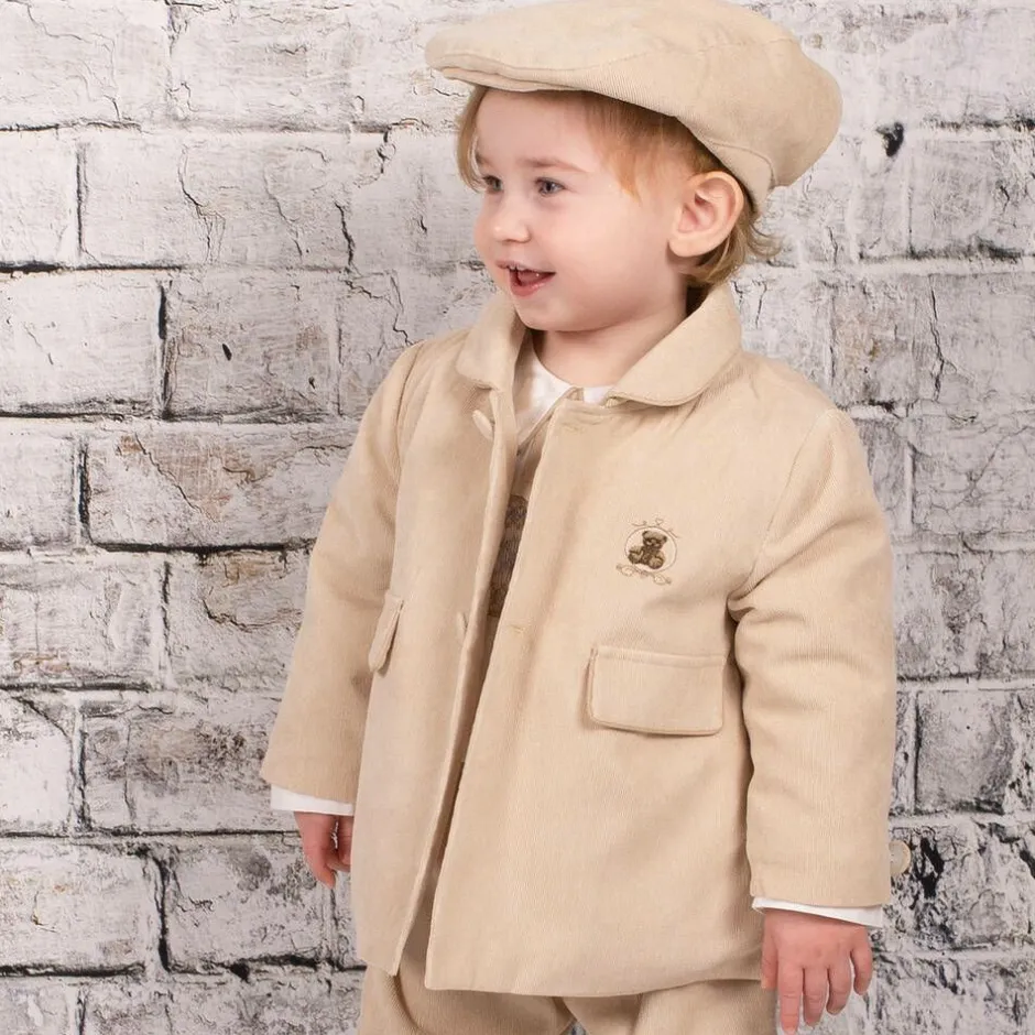 Beau KiD Beige Corduroy Coat & Hat Set Outlet