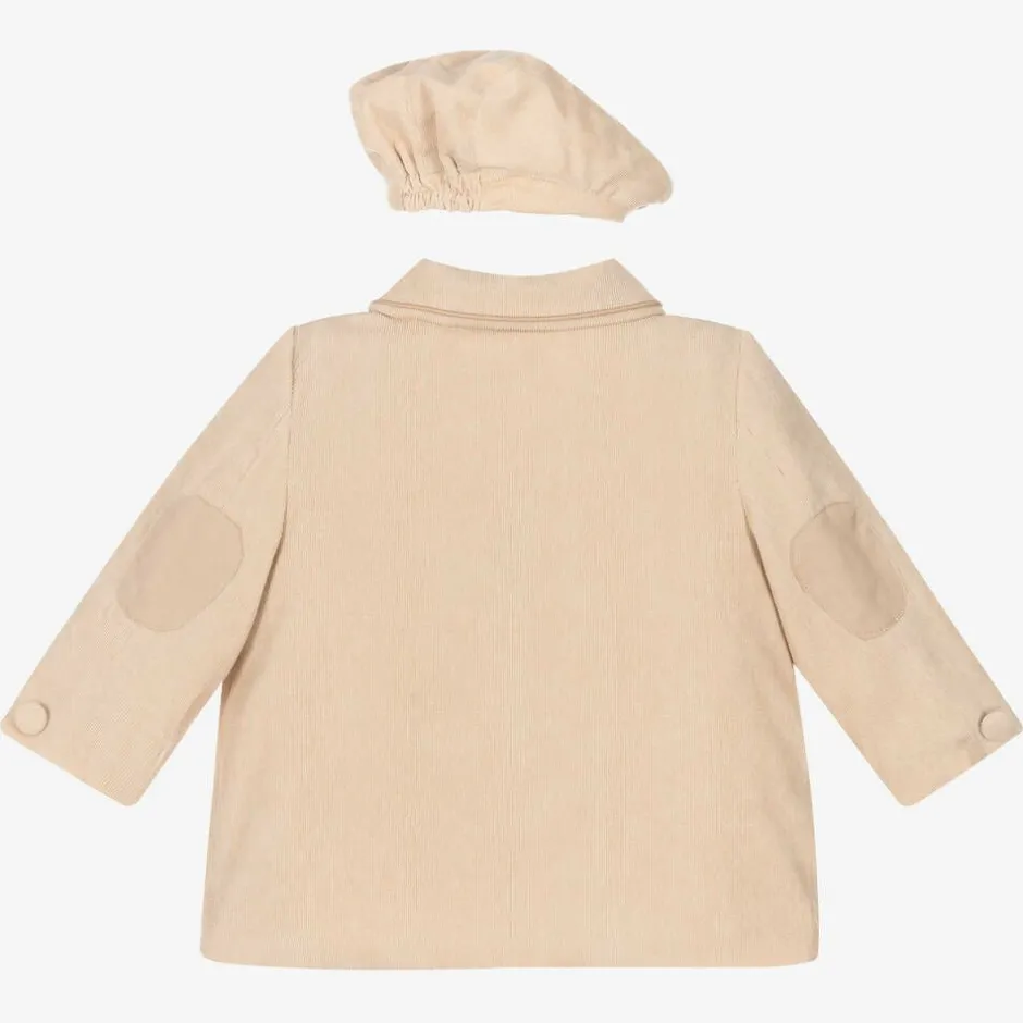Beau KiD Beige Corduroy Coat & Hat Set Outlet