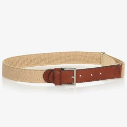 Zaccone Beige Cotton & Leather Belt Outlet