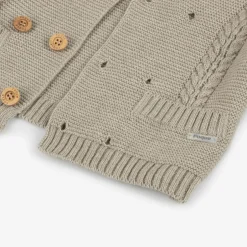 Foque Beige Cotton & Wool Knitted Cardigan Online