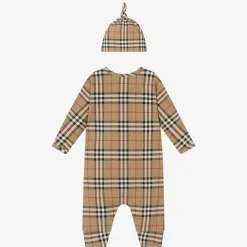Burberry Beige Cotton Babygrow Gift Set Hot