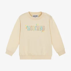 Moschino Baby Beige Cotton Gingham Logo Sweatshirt Clearance