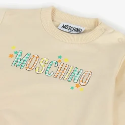 Moschino Baby Beige Cotton Gingham Logo Sweatshirt Clearance