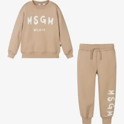 MSGM Beige Cotton Jersey Tracksuit Hot