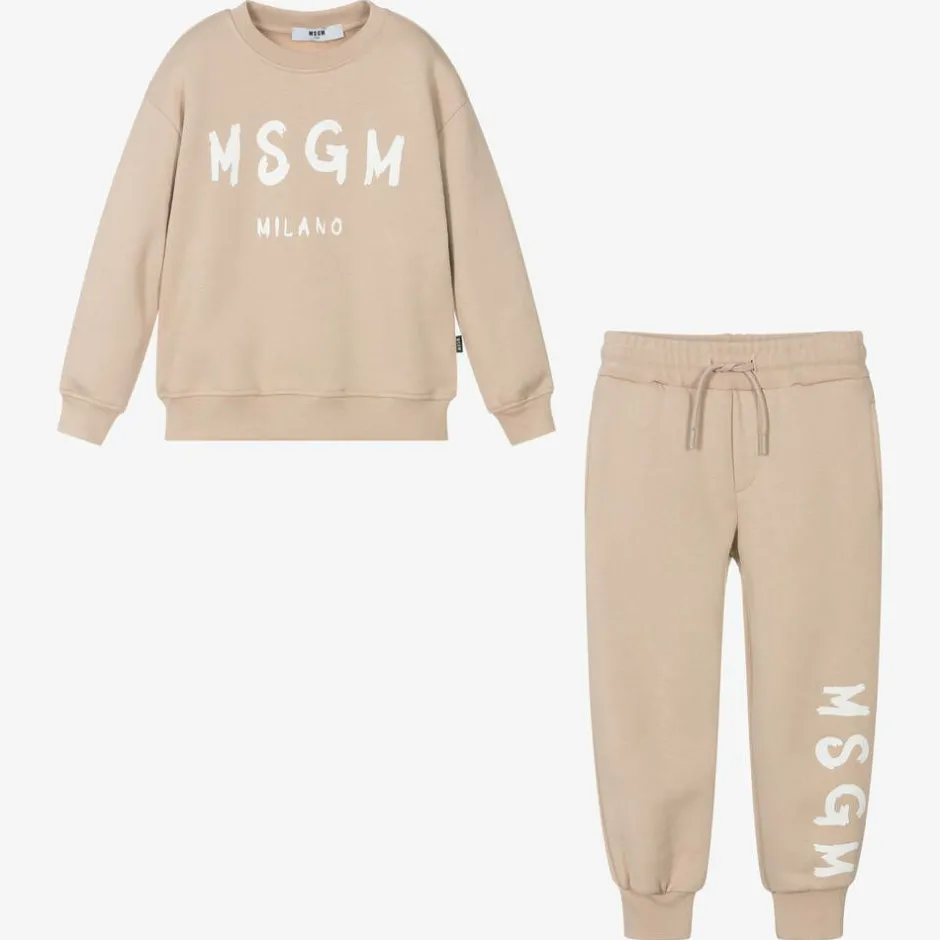 MSGM Beige Cotton Jersey Tracksuit Hot