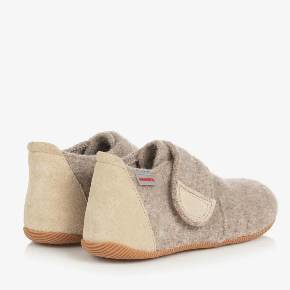 Giesswein Beige Felted Wool Slippers New