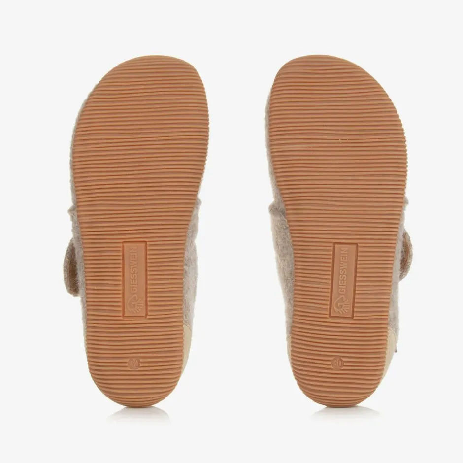 Giesswein Beige Felted Wool Slippers New