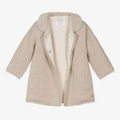 Mayoral Newborn Beige Knitted Cotton Pram Coat & Hat Set
