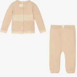 NaturaPura Beige Knitted Cotton Trouser Set Outlet