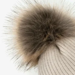 Babidu Beige Knitted Pom-Pom Hat Hot