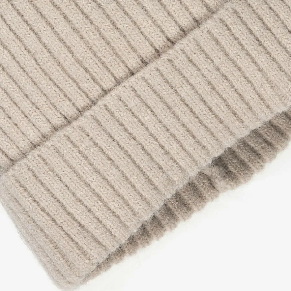 Babidu Beige Knitted Pom-Pom Hat Hot