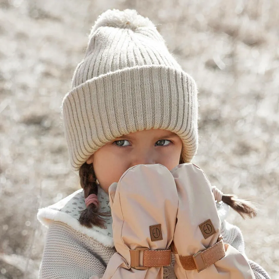 Elodie Beige Knitted Wool Pom-Pom Hat Sale