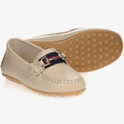 Childrens Classics Beige Leather Moccasin Shoes Online
