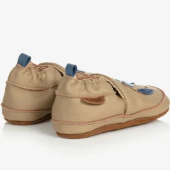 EN FANT Beige Leather Owl Slippers Clearance