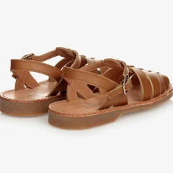 Childrens Classics Beige Leather Sandals Clearance