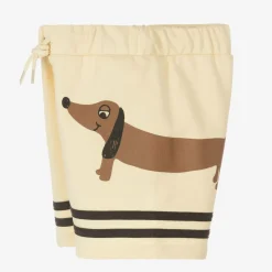 Mini Rodini Beige Organic Cotton Dog Print Shorts Outlet
