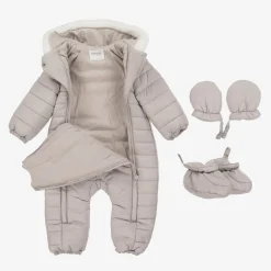 Mayoral Newborn Beige Padded Teddy Snowsuit Hot