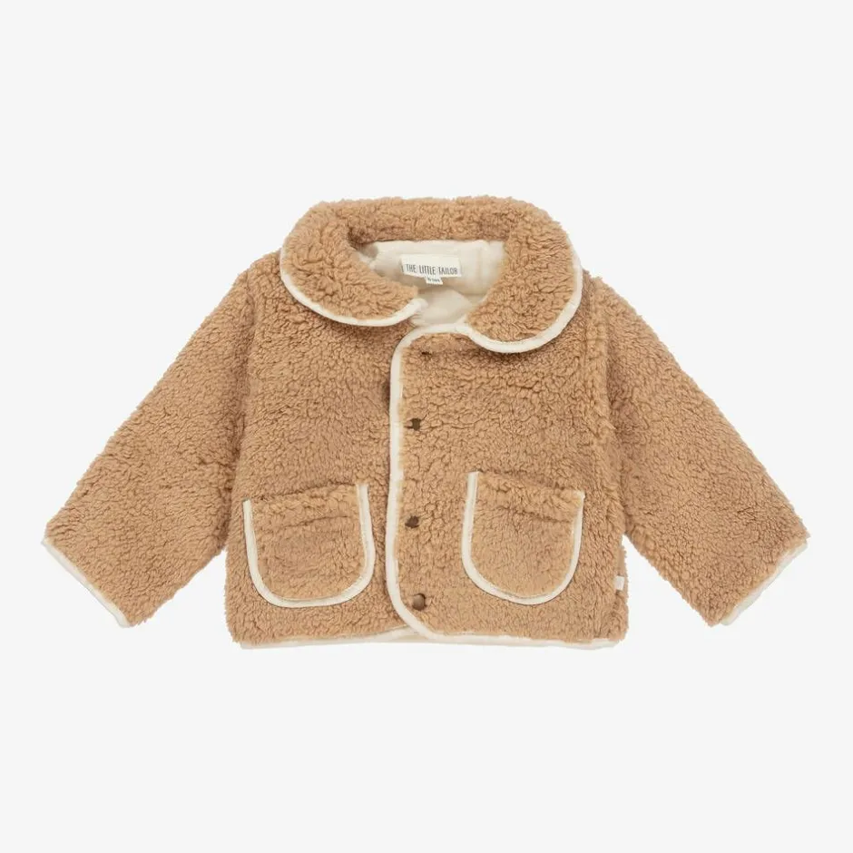 The Little Tailor Beige Sherpa Fleece Reversible Quilted Jacket Sale