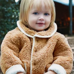 The Little Tailor Beige Sherpa Fleece Reversible Quilted Jacket Sale