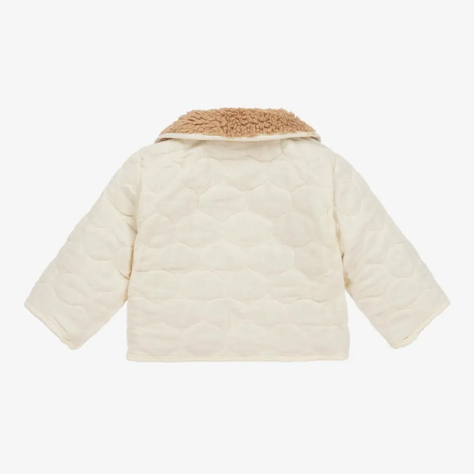 The Little Tailor Beige Sherpa Fleece Reversible Quilted Jacket Sale