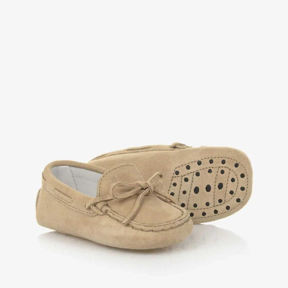 Tods Beige Suede Leather Pre-Walker Moccasins Outlet