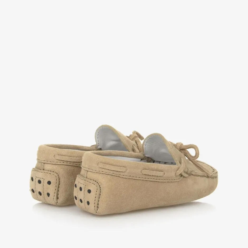 Tods Beige Suede Leather Pre-Walker Moccasins Outlet