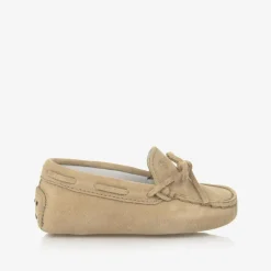 Tods Beige Suede Leather Pre-Walker Moccasins Outlet
