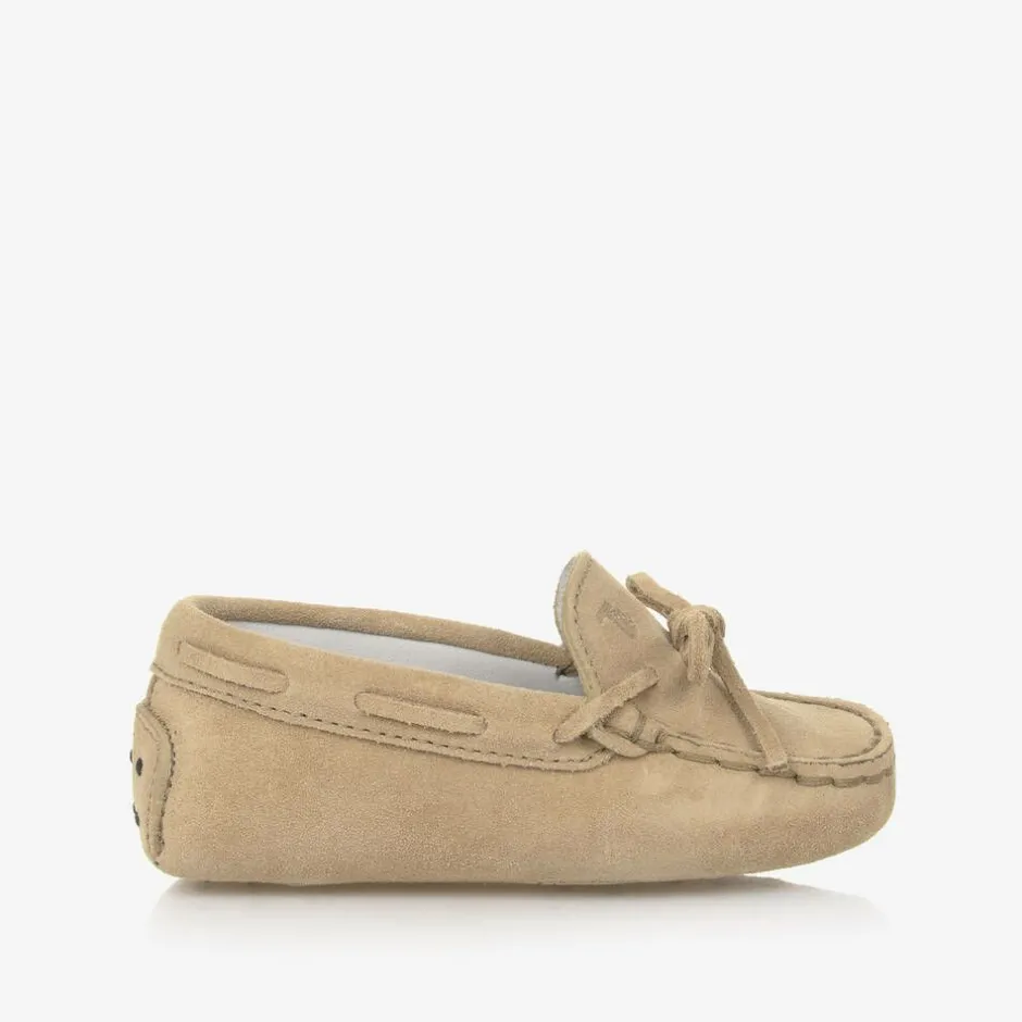 Tods Beige Suede Leather Pre-Walker Moccasins Outlet