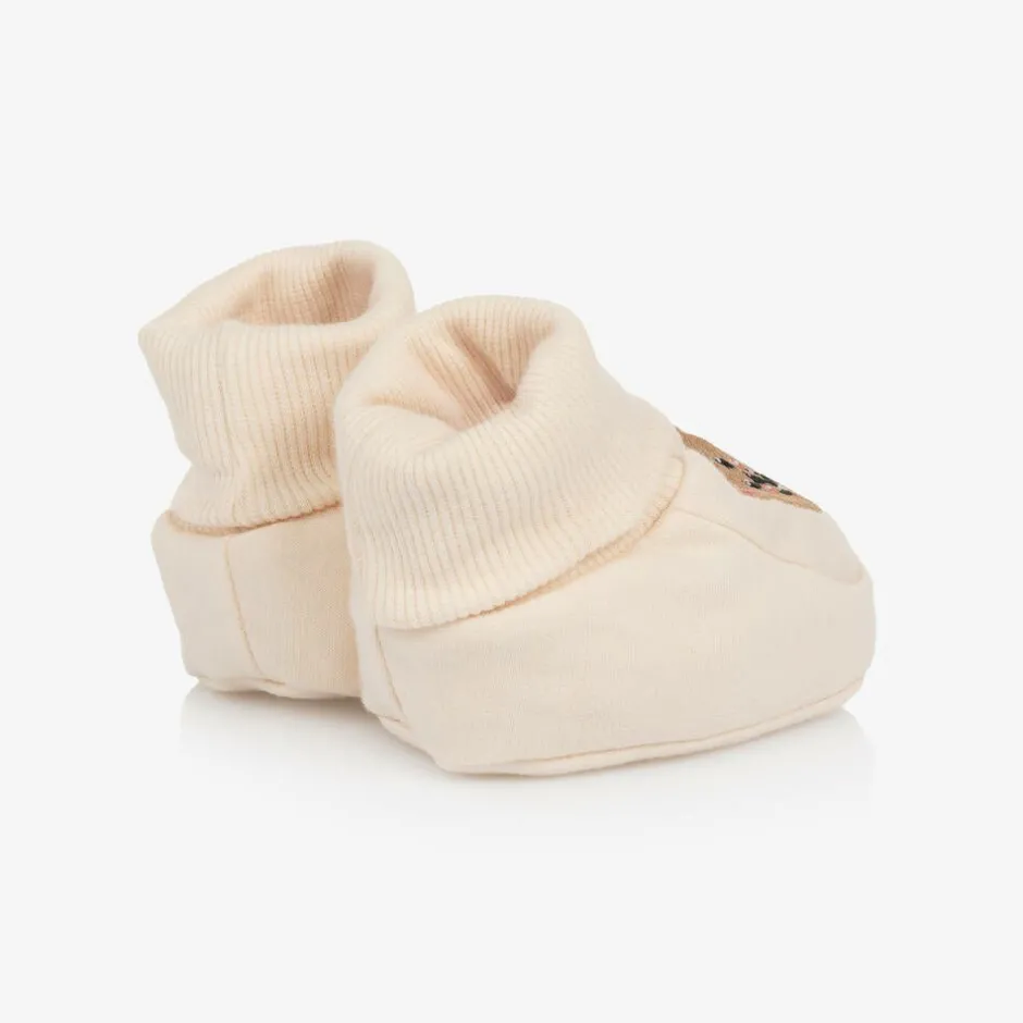 Guess Beige Teddy Bear Cotton Booties Clearance