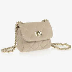 Milledeux Beige Velvet Quilted Bag (13cm) Clearance