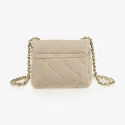 Milledeux Beige Velvet Quilted Bag (13cm) Clearance