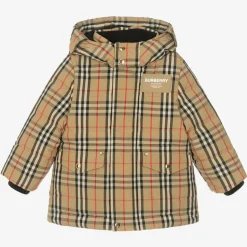 Burberry Beige Vintage Check Down Coat New