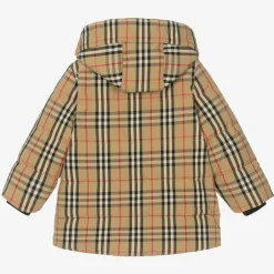 Burberry Beige Vintage Check Down Coat New