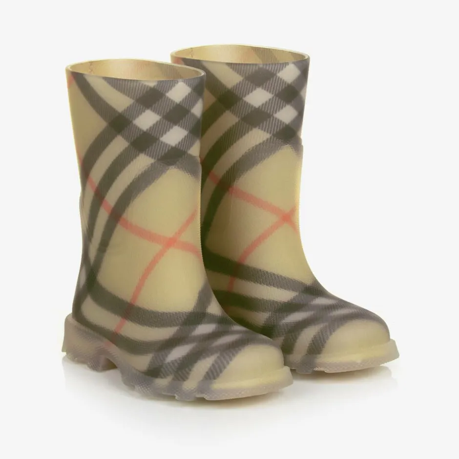 Burberry Beige Vintage Check Rain Boots Sale