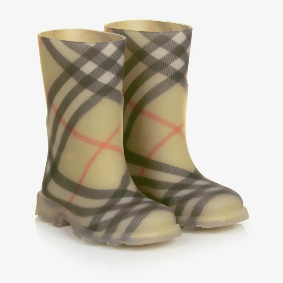 Burberry Beige Vintage Check Rain Boots Clearance