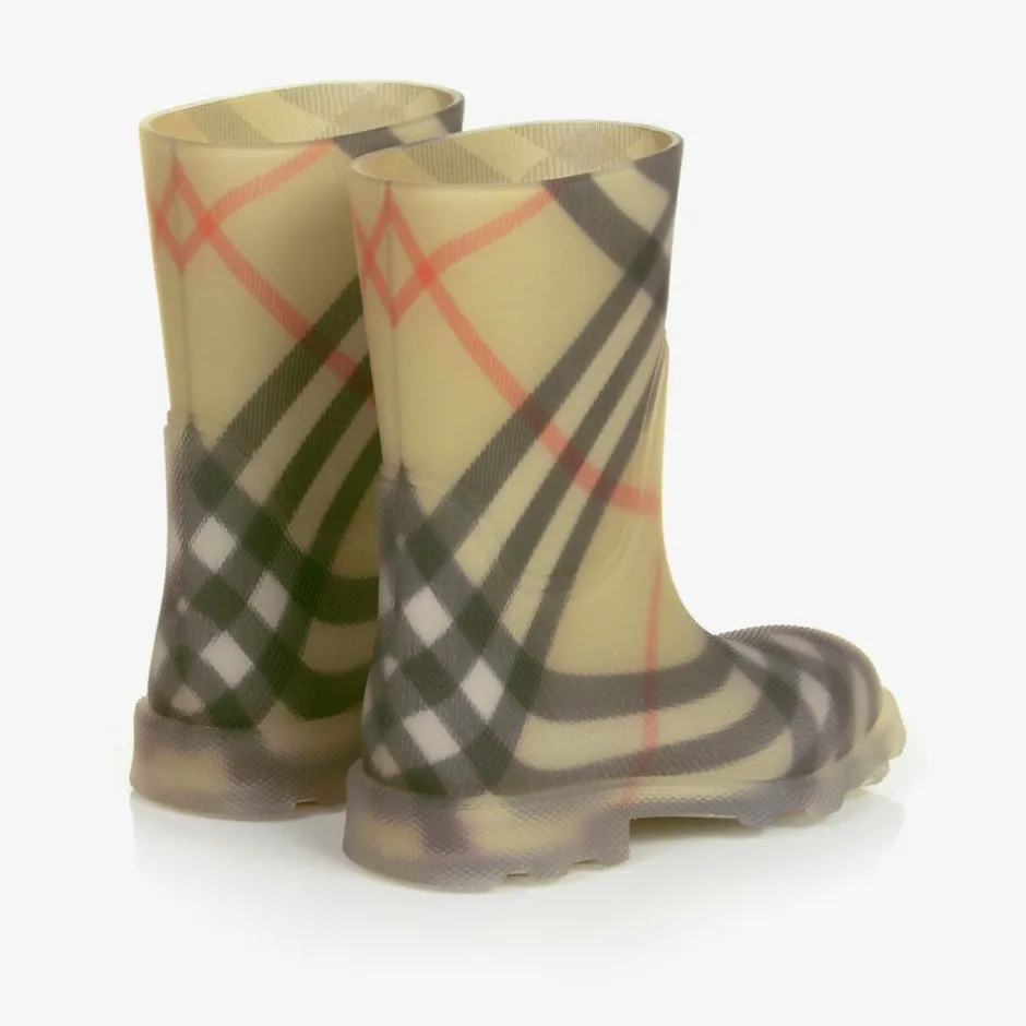 Burberry Beige Vintage Check Rain Boots Clearance