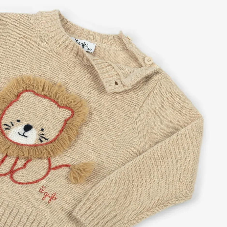 Il Gufo Beige Wool Lion Sweater Hot