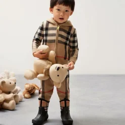 Burberry Black & Beige Check Rain Boots Discount