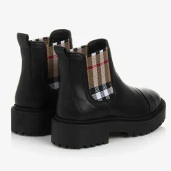 Burberry Black & Beige Vintage Check Chelsea Boots New