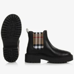 Burberry Black & Beige Vintage Check Chelsea Boots New