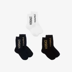 Versace Black & Blue Cotton Ankle Socks (3 Pack) Online