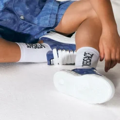 Versace Black & Blue Cotton Ankle Socks (3 Pack) Online