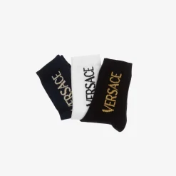 Versace Black & Blue Cotton Ankle Socks (3 Pack) Online