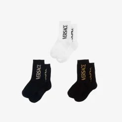 Versace Black & Blue Cotton Ankle Socks (3 Pack) Online