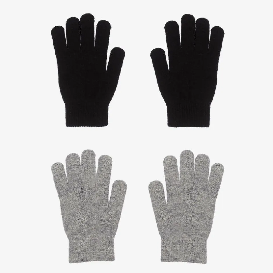 Molo Black & Grey Knitted Gloves (2 Pack) Clearance