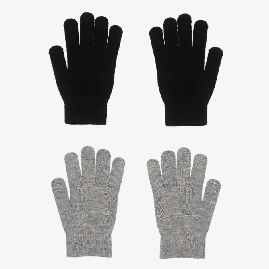 Molo Black & Grey Knitted Gloves (2 Pack) Clearance