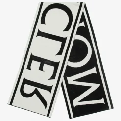 Moncler Enfant Black & Ivory Logo Wool Scarf Hot