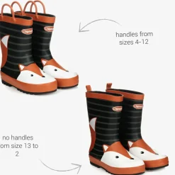 Chipmunks Black & Orange Fox Rain Boots